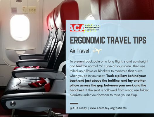 spectrumspinega's tweet image. Do you travel often? If you do, you probably know traveling on an airplane can cause back pain or discomfort.
Here are some tips from the @acatoday.org for air travel!
#SpectrumSpine #SpineTips #Golf #SpineHealth #HealthTips #ACA #AmericanChiropracticAssociation