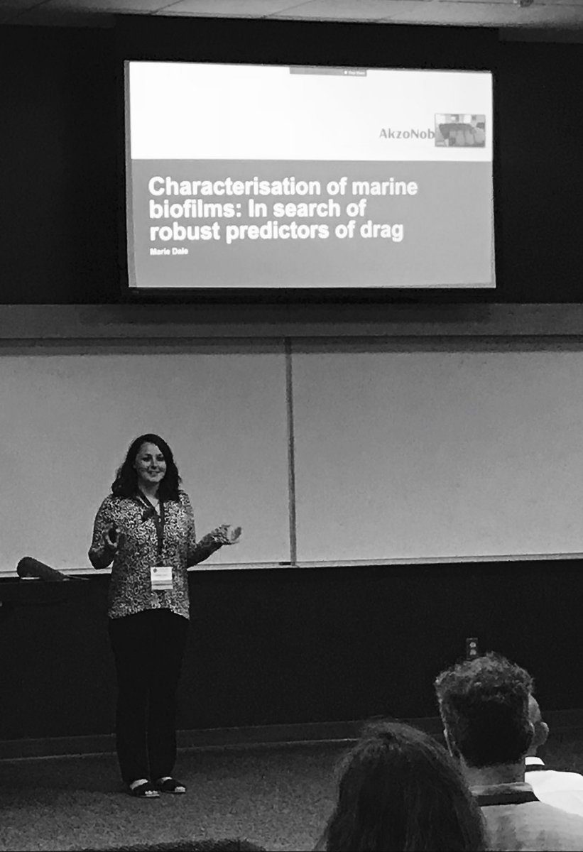 RicRamsden's tweet photo. Marie Dale just took us through a whistle-stop tour of how she can analyse biofilms - including #DNA #analysis #multispectral #imaging and #compliance!  #ICMCF18 @AkzoNobelUS @ICMCF https://t.co/IsStRhm4Dv