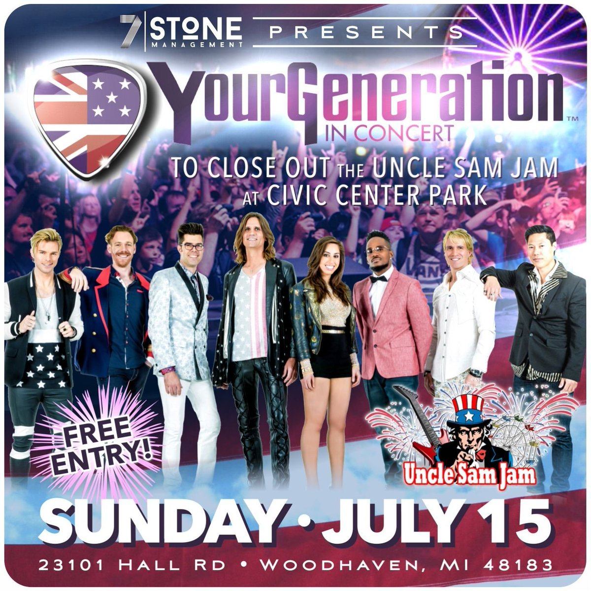 7StoneDetroit's tweet photo. Sunday, July 15th • #7StonePresents Your Generation In Concert to close out the #WoodhavenUncleSamJam! Free admission! #UncleSamJam #YourGenerationInConcert #7StoneManagement #DetroitMusic #Downriver https://t.co/o1YwmdyfoL