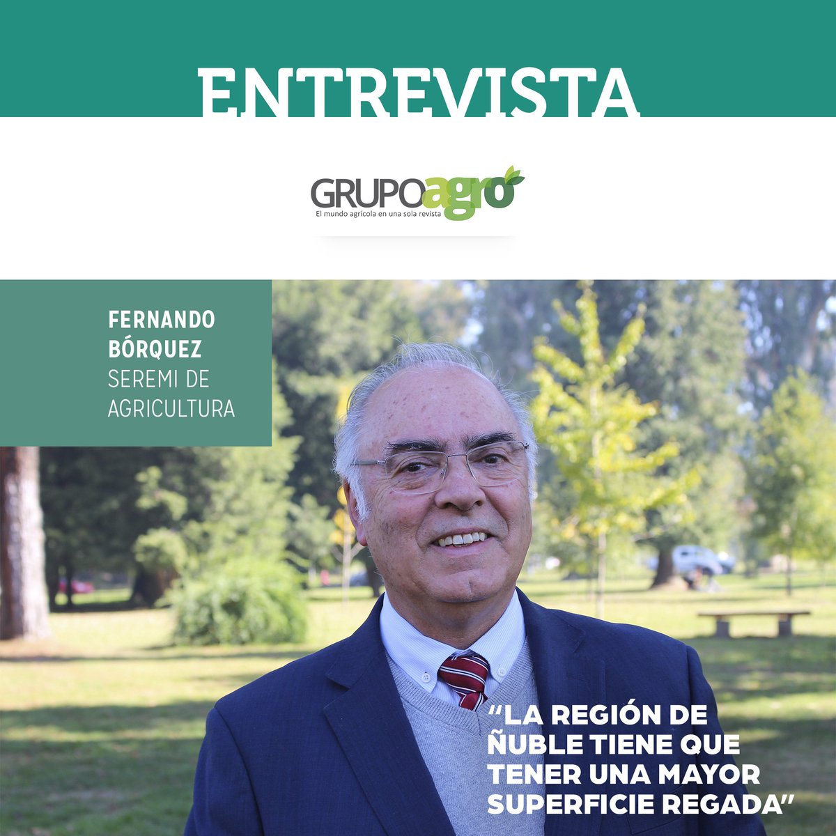 codigoc1's tweet image. FERNANDO BÓRQUEZ, SEREMI DE AGRICULTURA: “LA REGIÓN DE ÑUBLE TIENE QUE TENER UNA MAYOR SUPERFICIE REGADA"

Revisa la entevista completa aquí:
revistagrupoagro.cl/fernando-borqu…

#RevistaGrupoAgro #Entrevista #FernandoBórquez #Agricultura #Agro