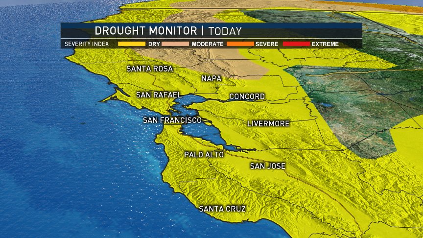 RobMayeda's tweet photo. The fire danger triple threat will be at work later tonight especially near Lake County and Napa County: increasing wind, decreasing humidity, rising temps. Note #PawneeFire zone now listed as "Moderate Drought" area w/ this week's Drought Monitor update vs. last week. #CAwx https://t.co/D4MLM41L2h
