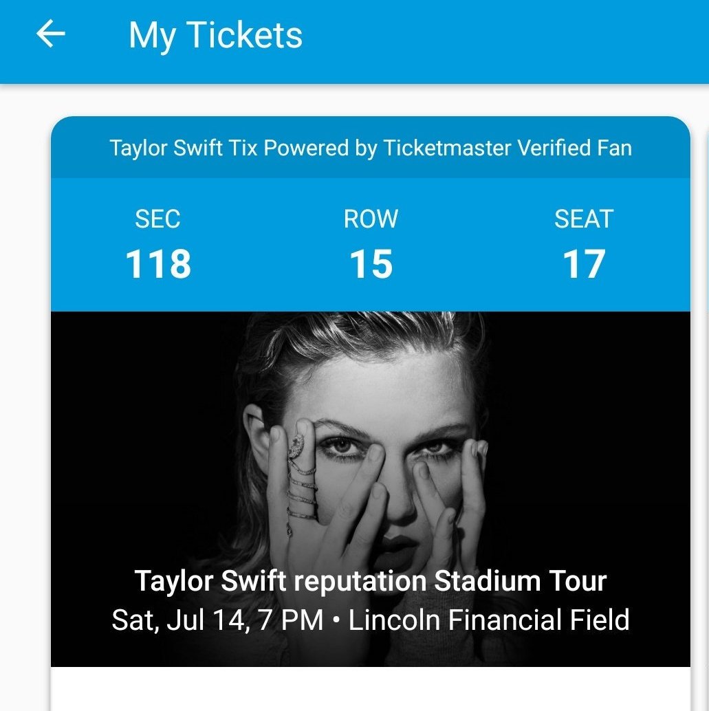 swiftly_jw's tweet image. I&apos;m so excited to see Taylor on the rep tour on July 14th!! 
It&apos;ll be my first time seeing her perform live in 5 years!!!
My family and I will be in section 118 row 15 seats 17-19!

Can&apos;t wait wait to see you there!! @taylornation13 @taylorswift13 
#RepTourPhilly 
🐍💕🐍💕🐍💕