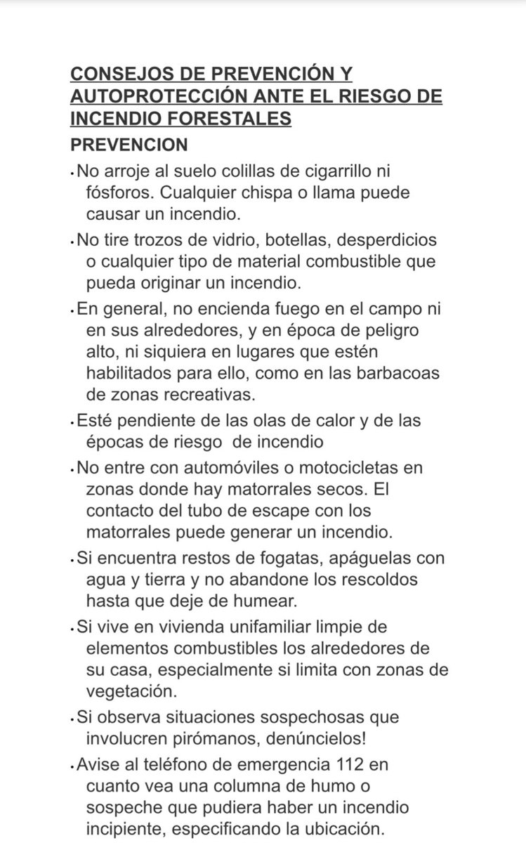 Llega el verano y a riesgo de pecar de pesados,  os ofrecemos consejos de #prevención y #autoprotección frente a los incendios forestales.  Recuerda que si ves cualquier indicio de incendio, debes llamar al #112. ¡ No creas que otro lo hará por ti !
