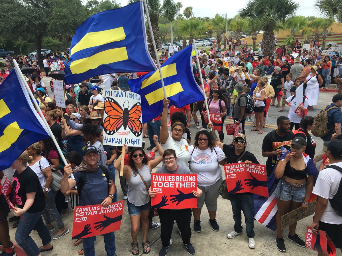 HRC joins ACLU in Brownsville, Texas, to protest Trump-Pence's "zero tolerance" policy.