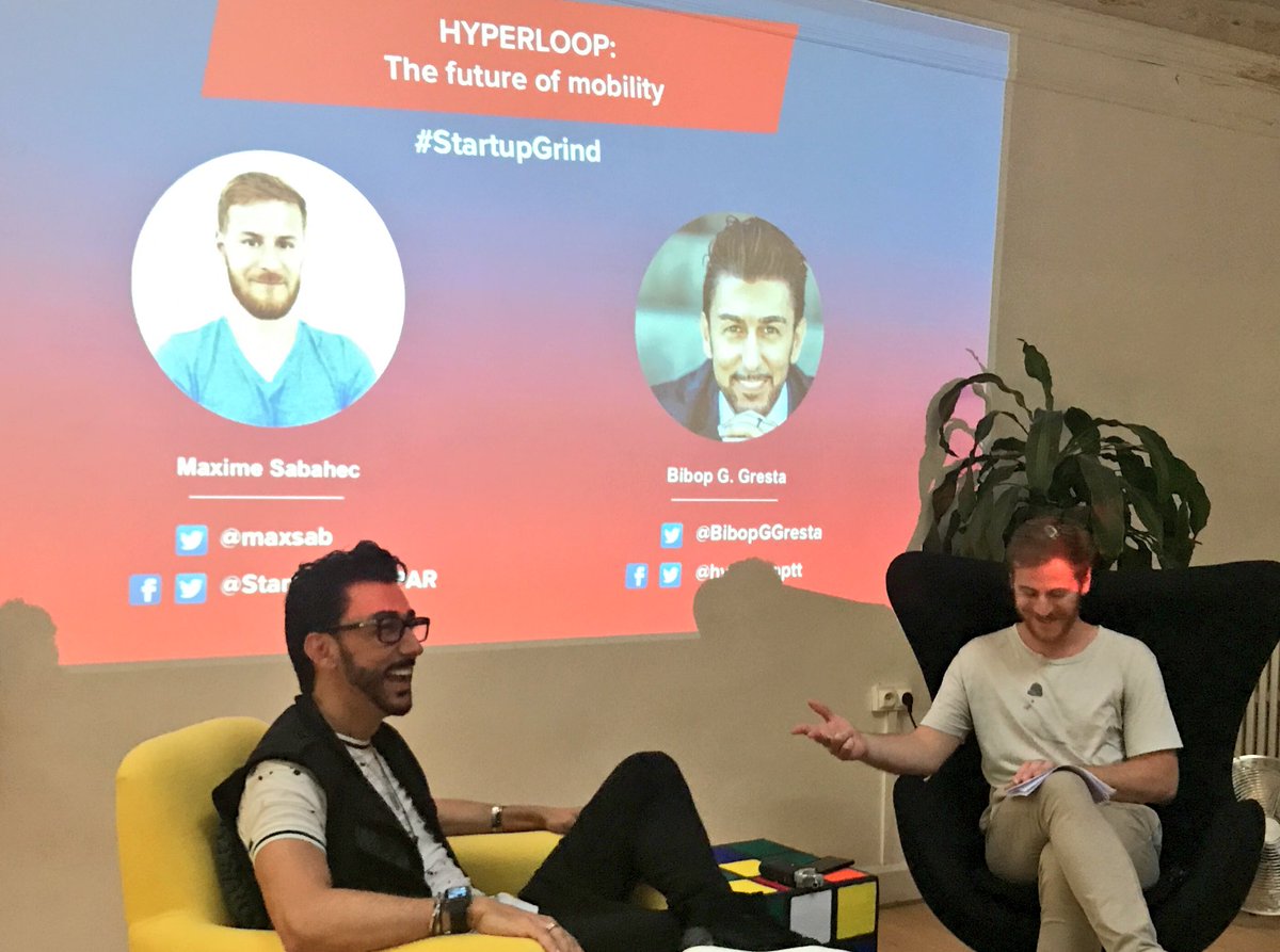 Tonight we are talking about the #futureofmobility with a very special guest : <a href="/BibopGGresta/">Bibop Gresta</a> 🙌🚝 <a href="/hyperlooptt/">HyperloopTT</a> #StartupGrind