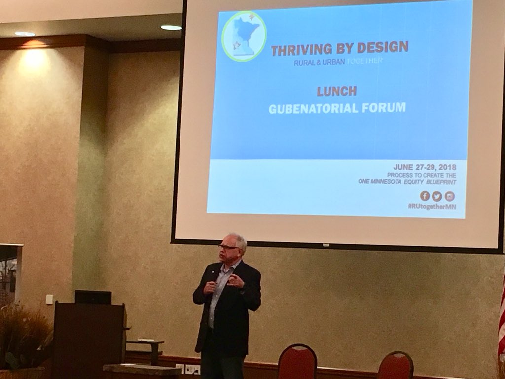 DPDREW's tweet photo. .@epmurphymn and .@Tim_Walz joined attendees at the Thriving by Design: Rural &amp; Urban Together convening for lunch.  We heard what they will do to create a state government that works better for people living in big cities and small towns in Minnesota. #RUtogetherMN https://t.co/Q0sNWAQgBN
