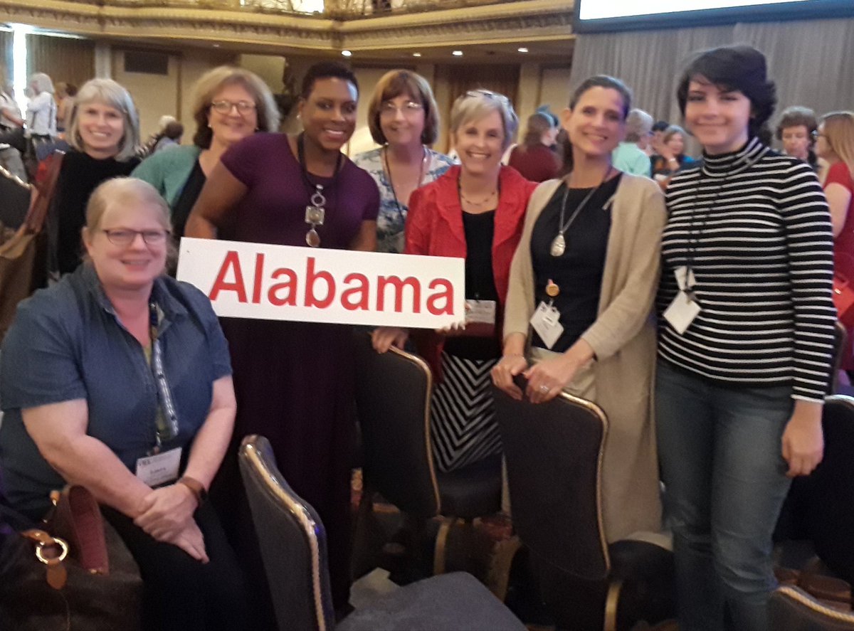 AL's president with delegates from Bham, Mobile, Tenn Valley, and East AL. #LWV2018 #LWVALpeeps