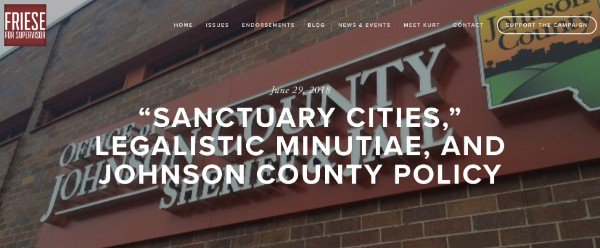ElectKurtFriese's tweet photo. “Sanctuary Cities,” Legalistic Minutiae, and Johnson County Policy - https://t.co/uAISBlhZ09 https://t.co/uFHr893j64