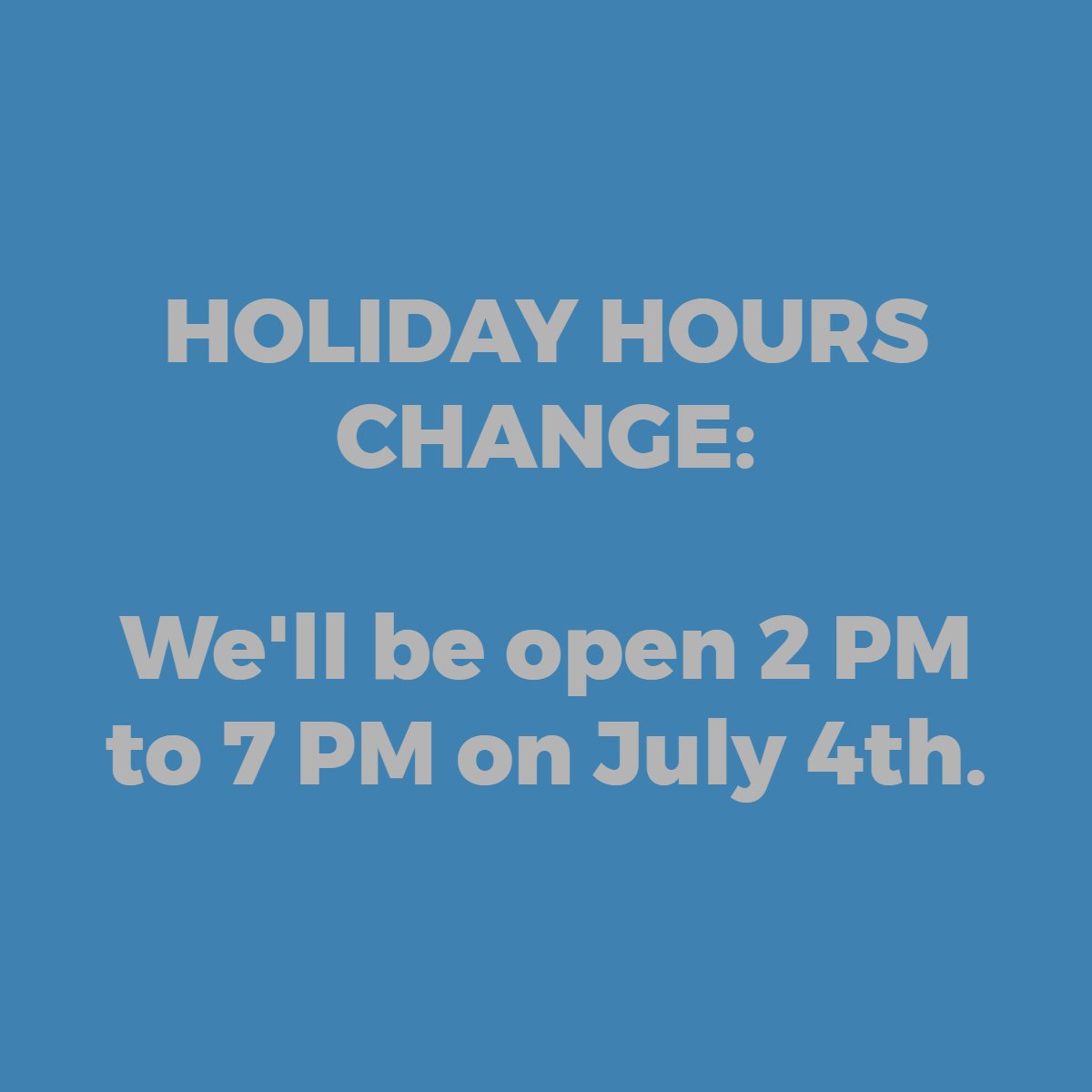 We hope you enjoy the holiday!