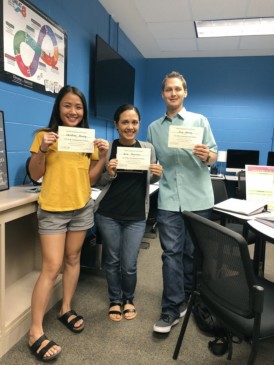 CKhuongCao's tweet photo. We are GT CERTIFIED!! Ready and excited to apply our new learning! #wearegroves #GTCertification #FosterCreativity #HumbleISD #greattraining #WeLoveYouDrJones!! https://t.co/QZeTc7iSK8