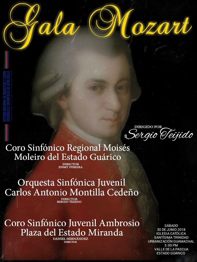 Extendemos la cordial invitación:
sábado 30 de junio de 2018
3:00 de la tarde
Iglesia Católica Santísima Trinidad
Urbanización Guamachal
#ValledeLaPascua
Estado #Guárico
GALA MOZART