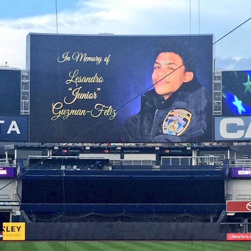 ____Nancy_'s tweet photo. I love how Yankee Stadium showed him love. He deserves it. He was a huge fan of them, &amp; wanted to be a Police Officer. His story touched me forever. ♥️ https://t.co/wfjjEB1NoM