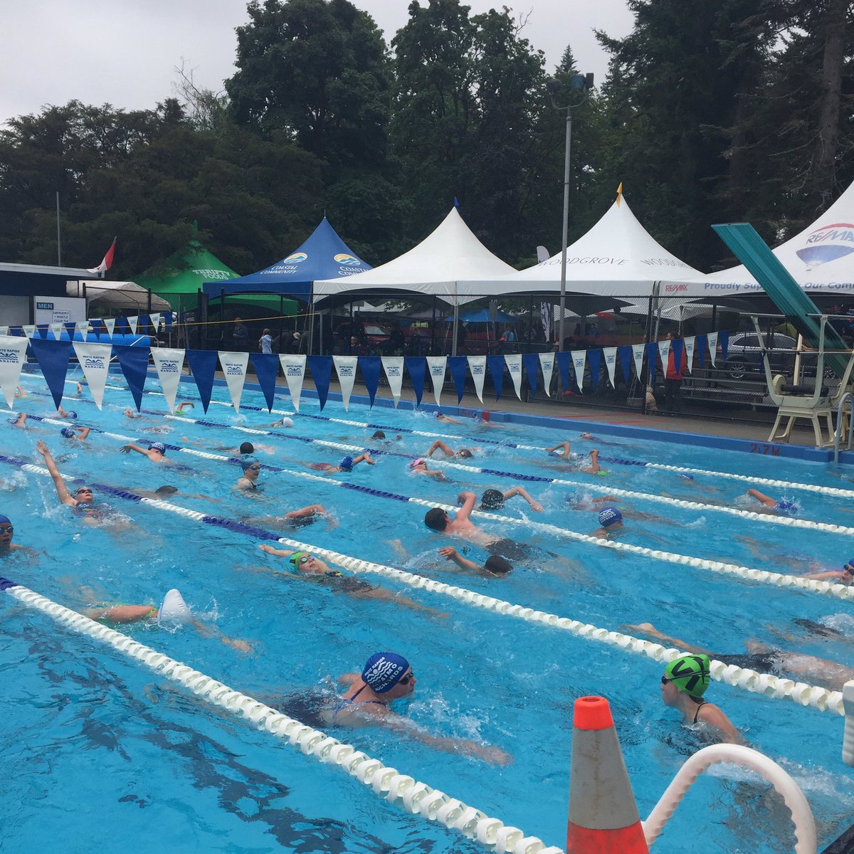 NWRSC's tweet photo. Warm-ups are well underway at the Nanaimo Meet! Looking forward to a great weekend here at Kin Pool. #WhiteRapidsFast https://t.co/K7Gu2Jytwv