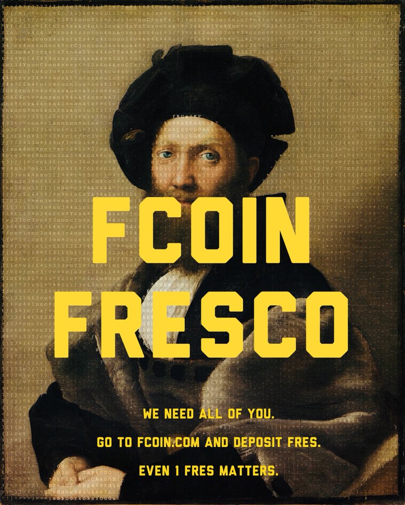 FRESCO_NETWORK's tweet photo. Less than 24 hours to deposit our FRES to FCoin and let us get listed!

https://t.co/DL2SNJGkZH

Most member deposits by a token community will be listed on FCoin!

1. FCoin Registration link: https://t.co/vQMVLFOMah
2. Deposit link: https://t.co/EDyIbgNXdd

Let’s get that win! https://t.co/UG2kk6MPQK
