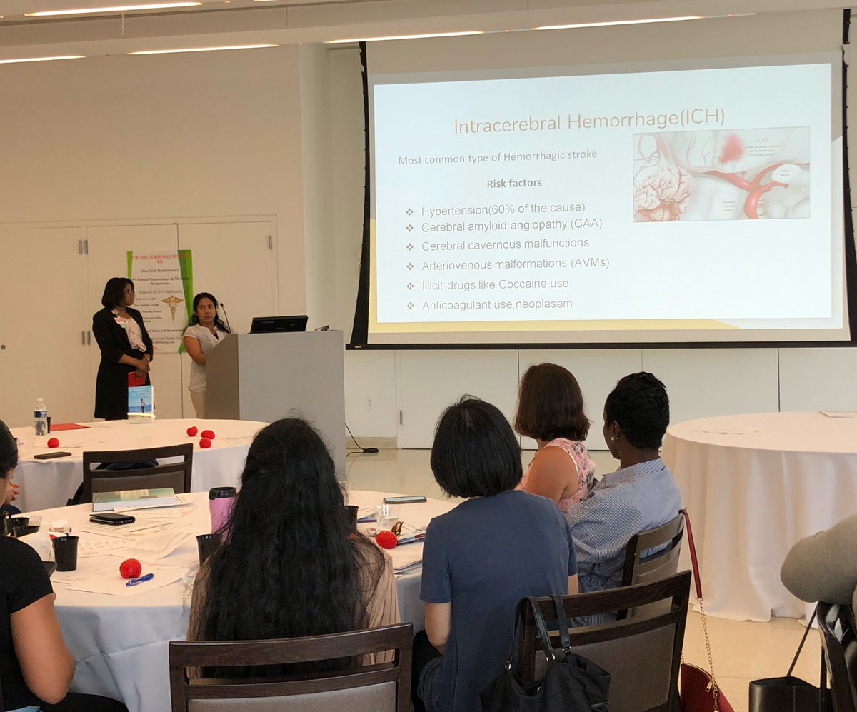 Bindhu and Brenda expanding our knowledge on hemorrhagic stroke #NYPsummerfridays <a href="/8gsneuroICUNYP/">8GS Neuro ICU Beacon Silver</a> <a href="/NeuroSXonhudson/">8 Hudson South</a>