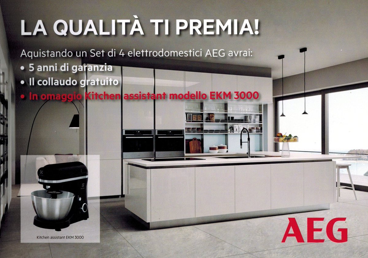 Arredolab's tweet photo. Da #Arredolab la qualità #AEG #tipremia
Acquistando un Set di 4 elettrodomestici AEG avrai:
- 5 anni di garanzia
- il collaudo gratuito
- in OMAGGIO Kitchen assistant mod. EKM 3000
Ti aspettiamo per un preventivo gratuito...!!!

https://t.co/Qo7hgJ389O https://t.co/c0RUgrQbMO