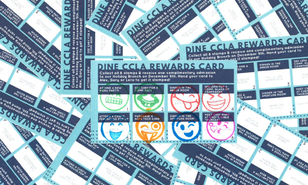 With all the new menus, drinks, &amp; events we're releasing, we have thought of a exciting way to connect them together! Ask a team member for the Dine CCLA Rewards Card we're offering this Summer. Collect all 8 stamps &amp; receive 1 comp. admission to our HOLIDAY BRUNCH on 12/9!