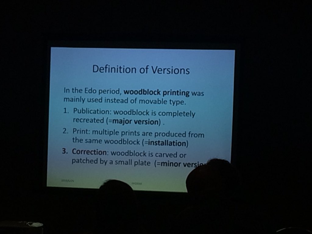 A. Kitamoto discusses the different versions of Japanese Edo period publications #DH2018