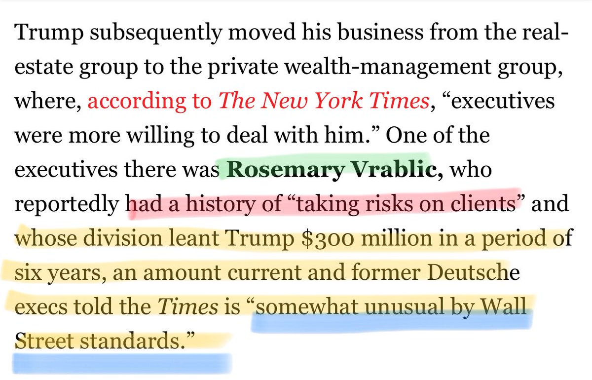 WHOALY SH*TSurprise Rosemary Vrablic has a history of “taking risk on clients”... Clients like Kushner, Trump, Jorge Perez -Ladder Capital and Stephen Ross - Related Group