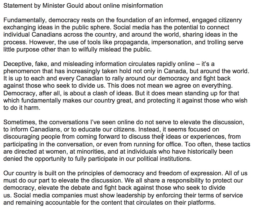 karinagould's tweet photo. Please read my statement about social media and online misinformation. https://t.co/kg2nckW6E9