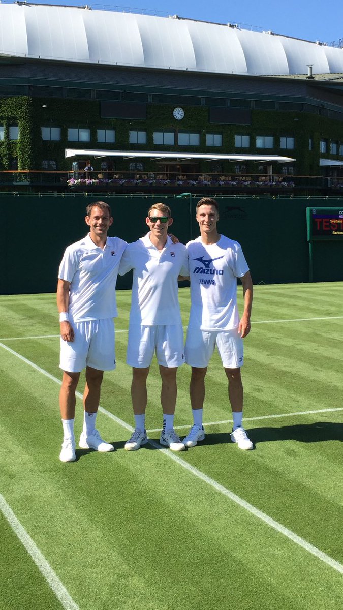 A high level practice with <a href="/joesalisbury92/">Joe Salisbury</a> &amp; <a href="/freddienielsen/">Frederik Nielsen</a> on the match courts <a href="/Wimbledon/">Wimbledon</a> today ahead of the big event next week. Game on.