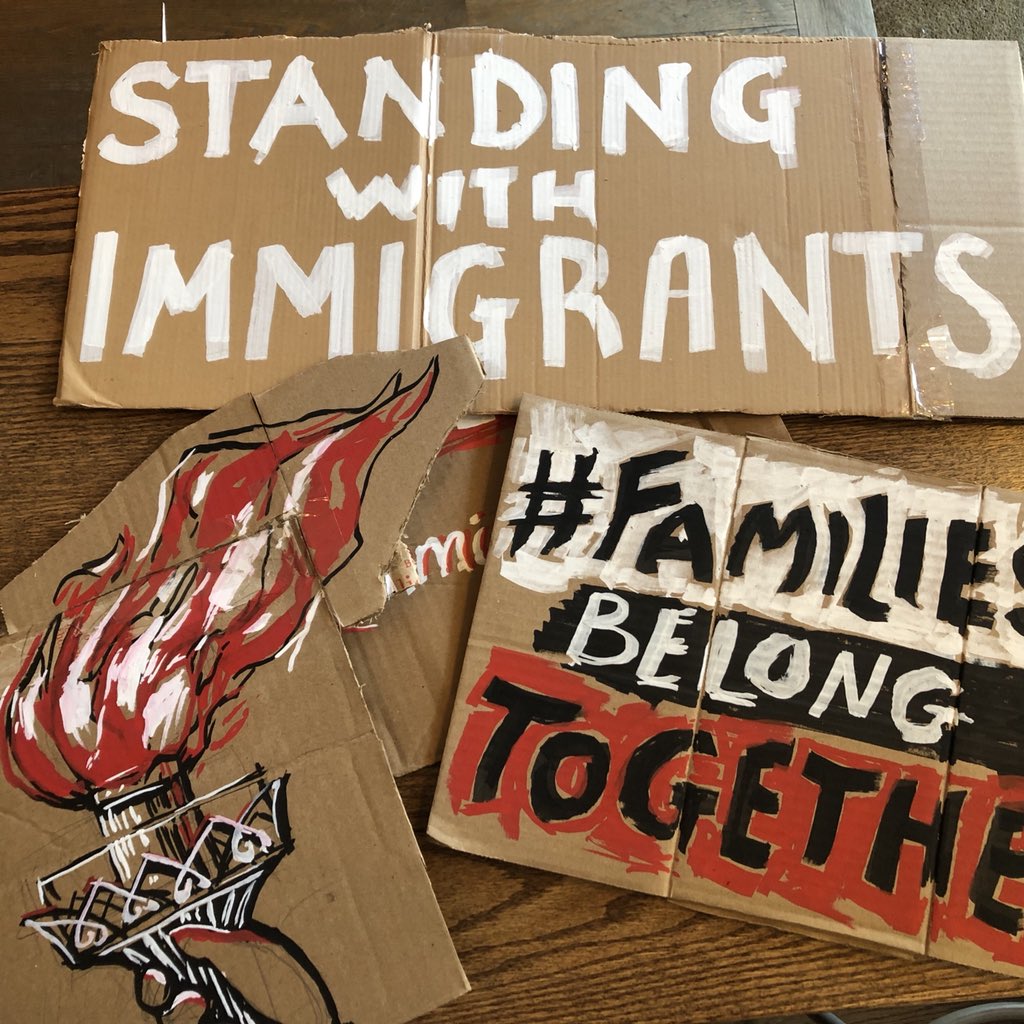 Ready to march? We’re opening early (9 AM) on Saturday to help. Stop by to make your own sign or take one that our staff already made for you. #EndFamilyDetention #windsorterrace