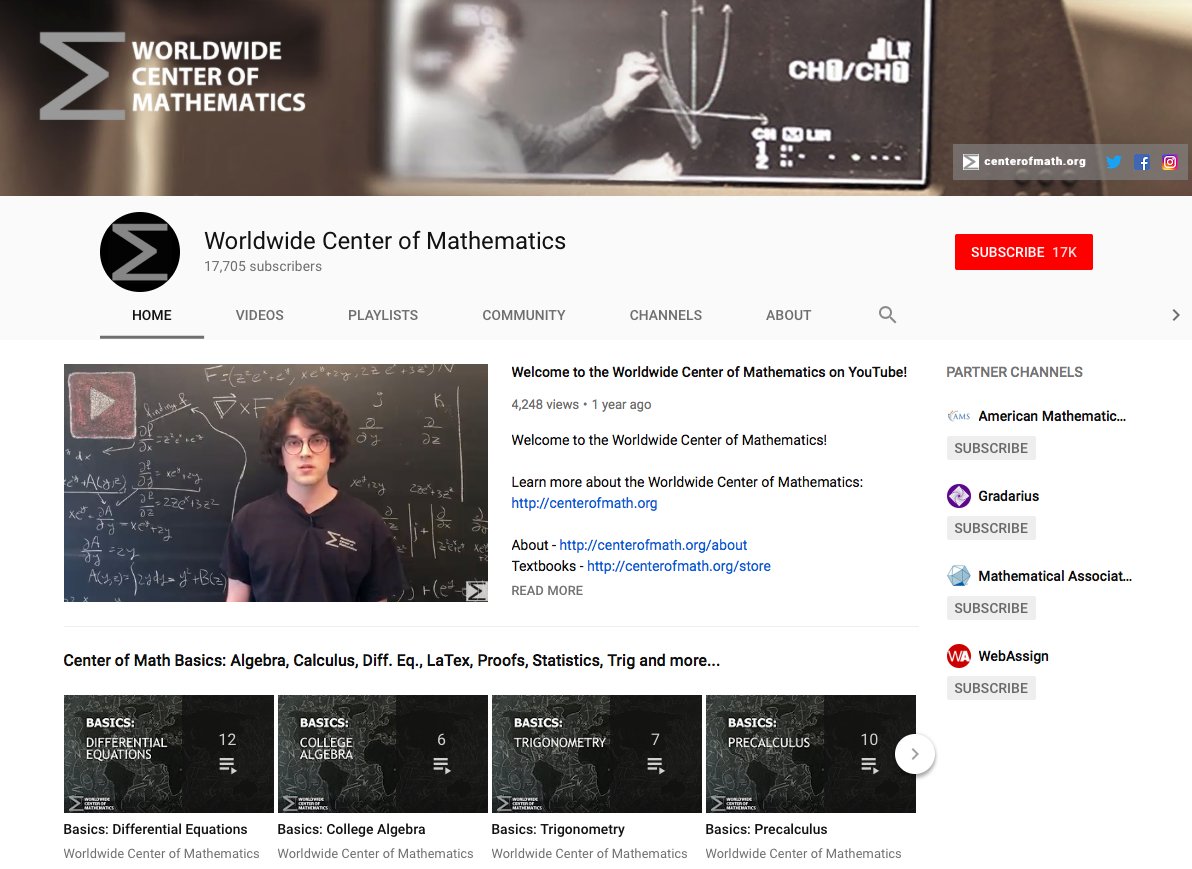 Image result for worldwide center of mathematics youtube