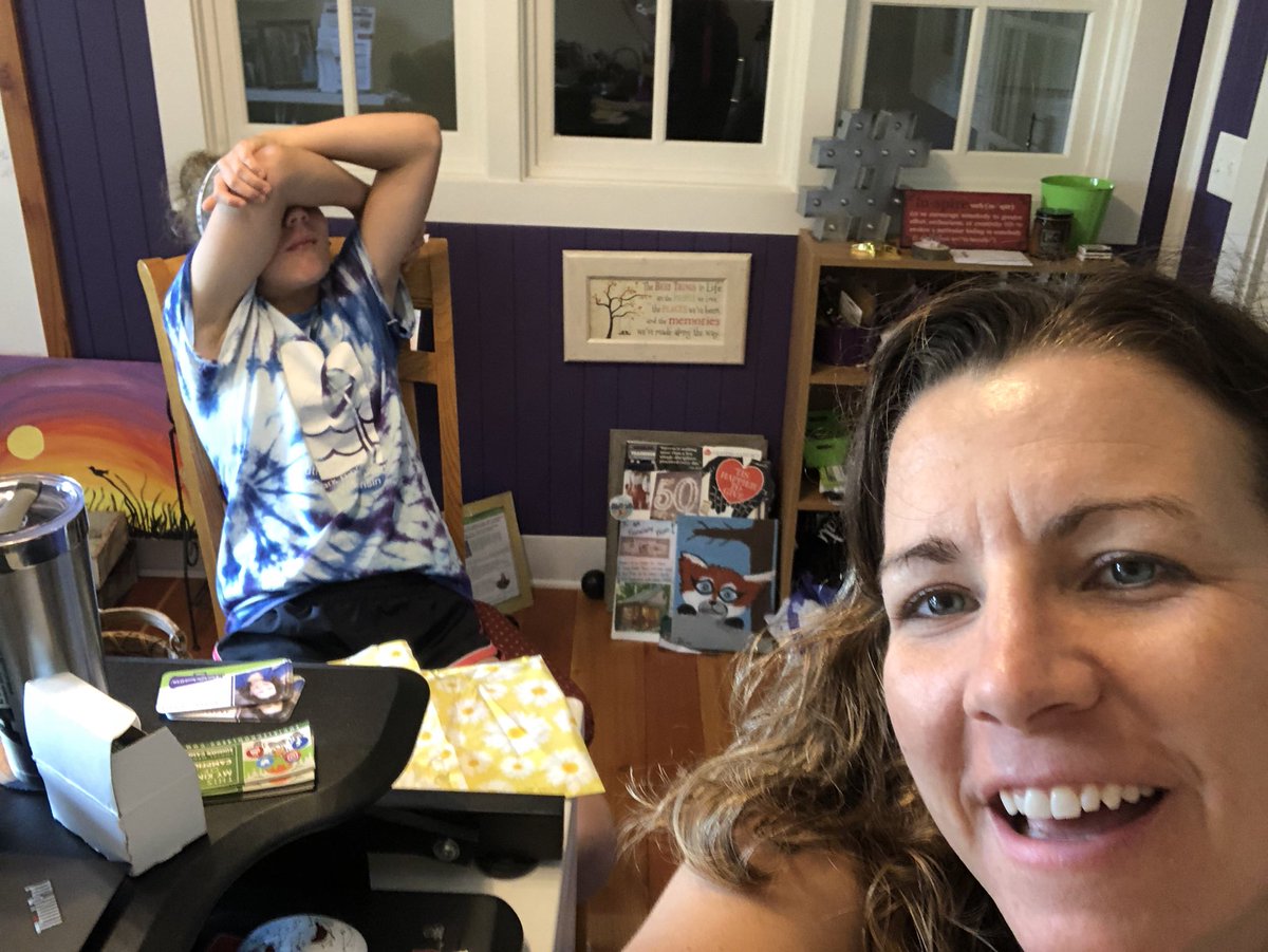 andreagribble's tweet photo. I have a camera-shy helper today! Getting the #SMSC18 prizes ready to mail out. I can’t wait to see your pics when you open your packages!!

#schoolpr #socialschool4edu https://t.co/oTxtJ3HaJS
