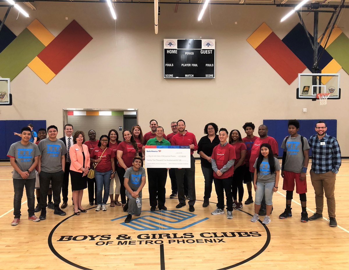 bgcarizona's tweet photo. Thank you @BankofAmerica for your kind donation and continued support of Boys and Girls Club Metro Phoenix for over 25 years! #BofAGrants #bgcmp https://t.co/iRnfCgvwtr