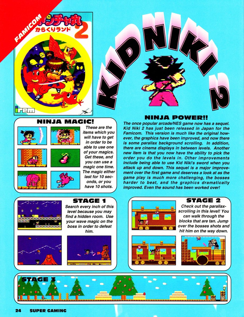 castle_zotz's tweet photo. The #DailyGameRead for #FamicomFriday is this preview of Kid Niki 2/Kaiketsu Yanchamaru 2 on the Famicom from Super Gaming Winter 1991 https://t.co/e7avPcayR4
