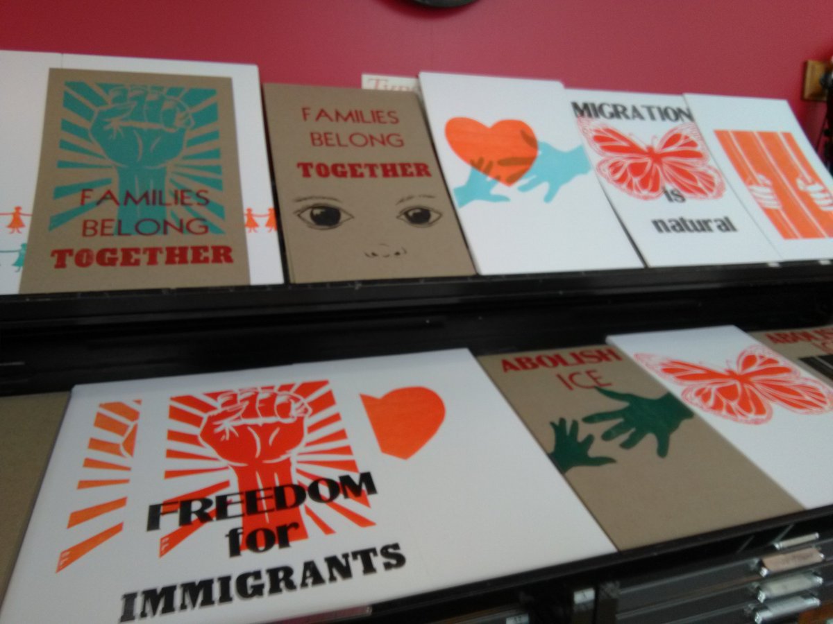 Posters in support of immigrant