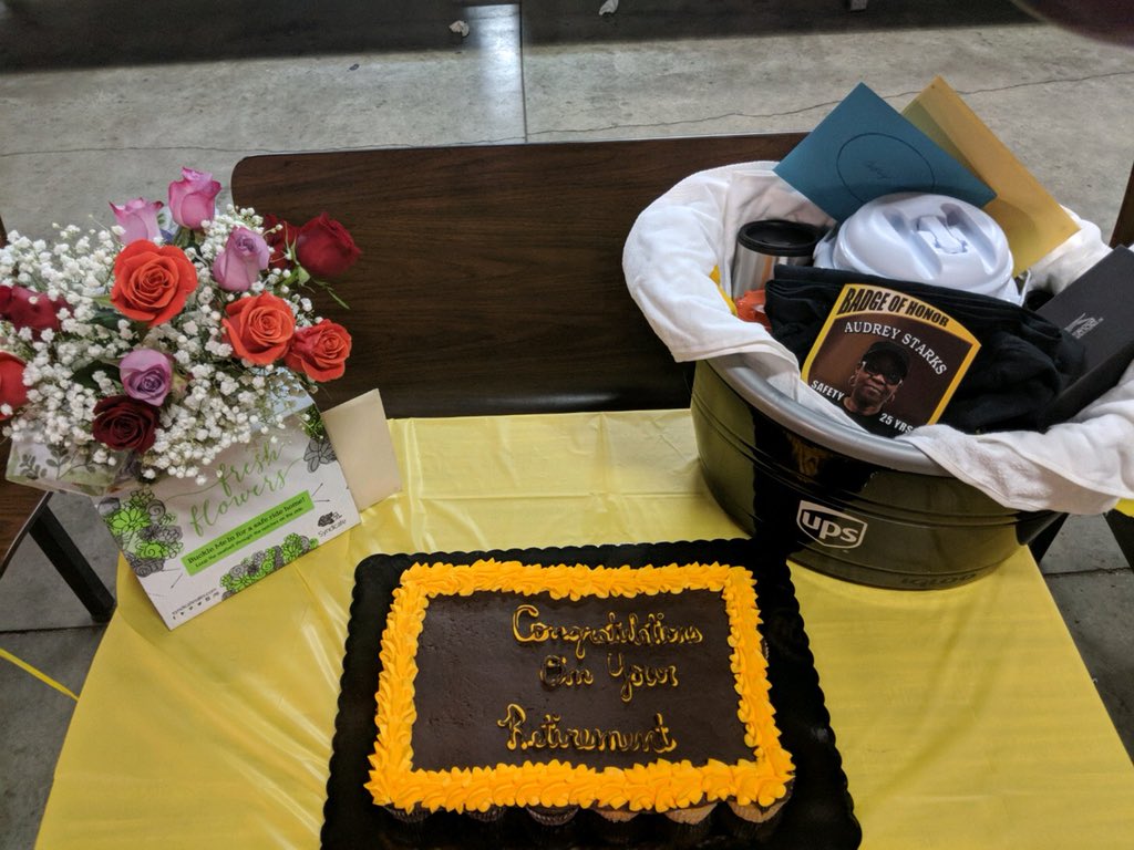 ups_hub's tweet photo. Congratulations on your retirement Audrey Starks! Thank you for your 39 years of injury free service! @Gr8LakesUPSers https://t.co/SSYSN6Acpm