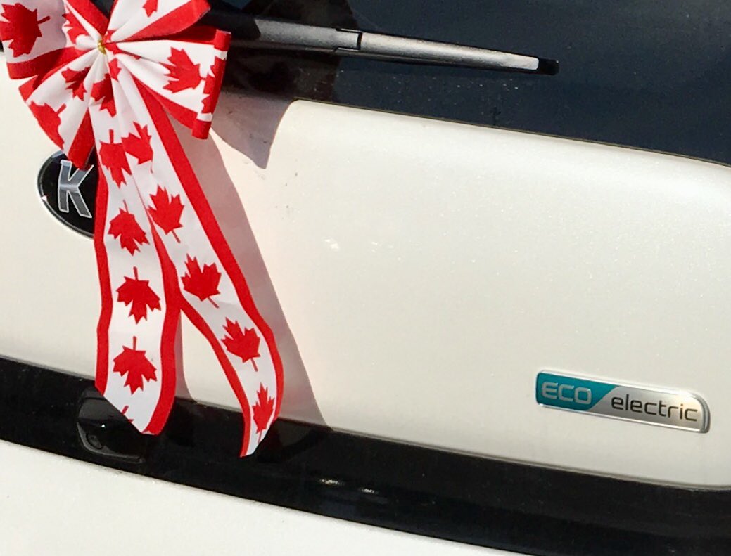 Enjoy #CanadaDay🇨🇦 #longweekend ❤️
#Electriccar decorated.
#zeroemmissions