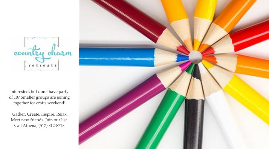 CountryCharmMI's tweet photo. We love helping kids make art! Interested in "Mother &amp; Daughter Arts &amp; Crafts" weekends this summer? Dads and grandparents welcomed! Spacious crafts room. Swimming pool. Call Athena at (517) 812-8728 for available summer dates and pricing. #brooklyn #michigan #crafts #kids https://t.co/cBW76ER0h4