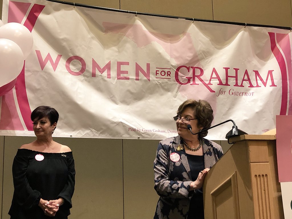 GwenGraham's tweet photo. “Make no mistake if @adamputnam or @RonDeSantis are governor, abortion will be outlawed within a year. If Gwen Graham is governor she will veto any legislation that restricts our rights.” — @SenatorNanRich
#LeadBlue18 #WomenForGraham https://t.co/3bigxPxV8L