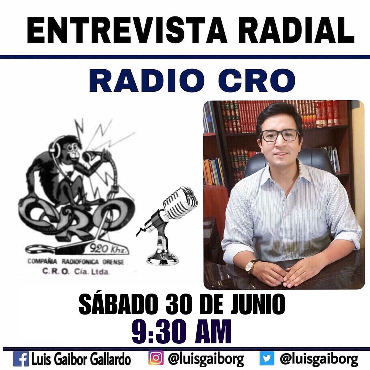Acompáñanos mañana por <a href="/RadioCRO/">Radio CRO Machala</a> 920AM, en el programa #PuntoYAparte con <a href="/alexzhungur/">Alex Zhungur Apolo</a>