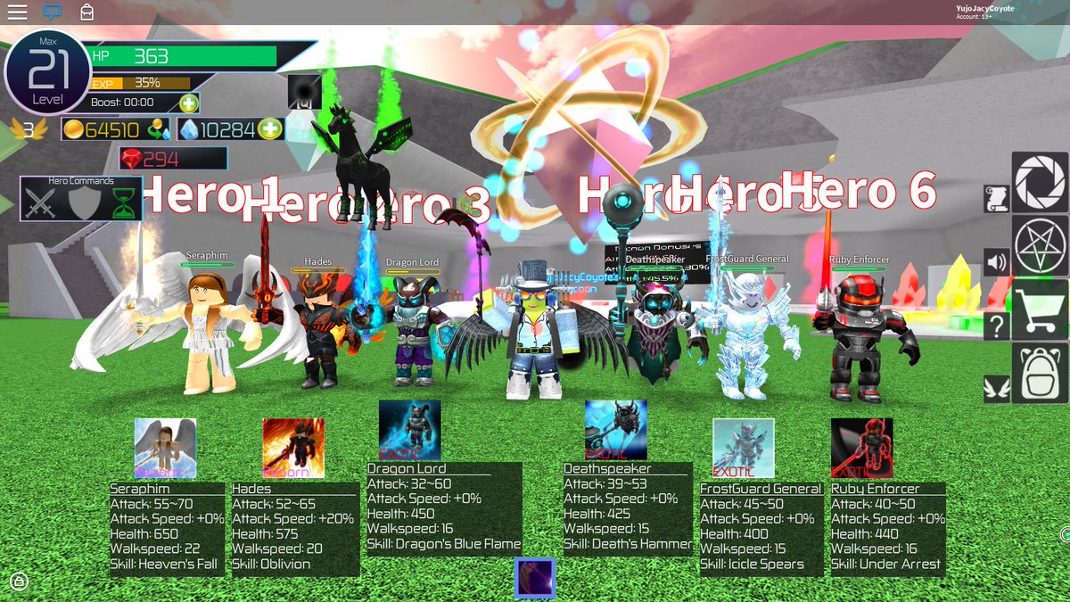 Yujo Jacy Coyote On Twitter Had Loads Of Fun Playing Summoner Tycoon During Roblox S Universe Event That I Decided To Keep On Playing Already Have 33 Heroes 16 Weapons 6 Spells - roblox universe event 2018