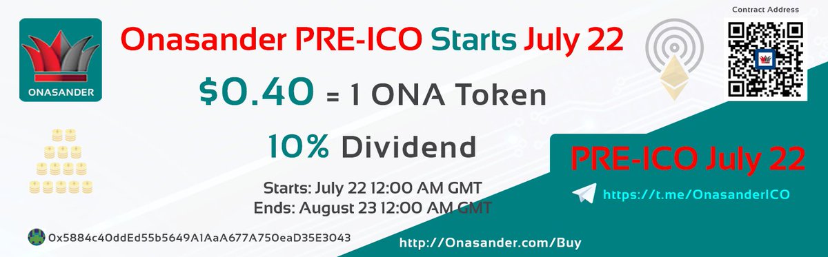ONASANDER PRE-ICO Starts July 22 12:00 AM GMT

SEND ETH TO: 0x5884c40ddEd55b5649A1AaA677A750eaD35E3043

Onasander ICO:  Onasander.com/ICO 

#crypto #blockchain #onasanderico #ico #crowdfunding