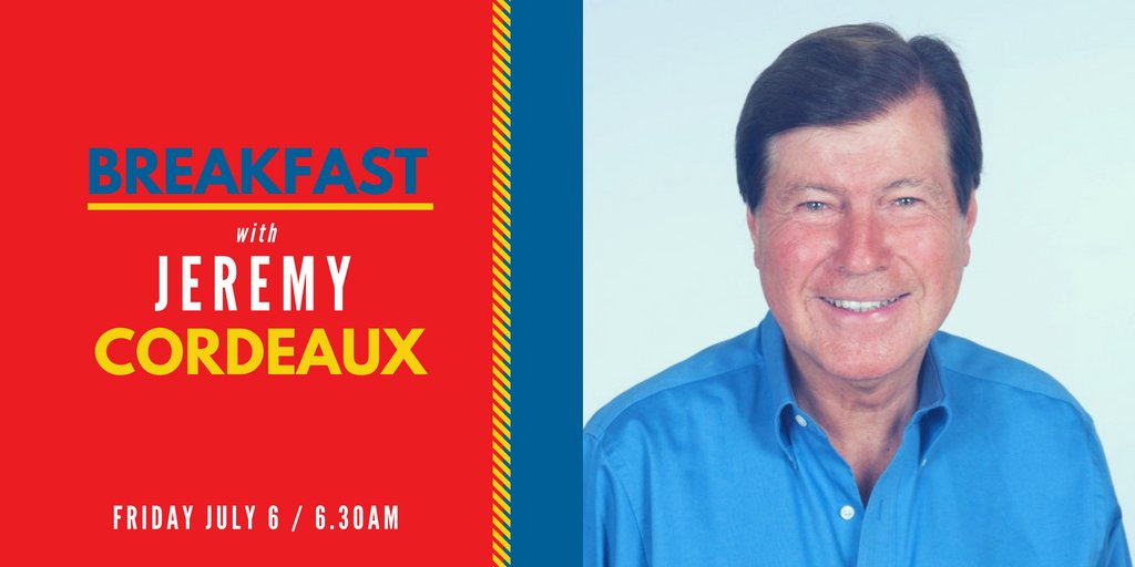 #Adelaide broadcasting legend Jeremy Cordeaux will be joining us for breakfast next Friday 6 July. Meet the great man in person. Book your place now! buff.ly/2kAeWpa #jeremycordeaux