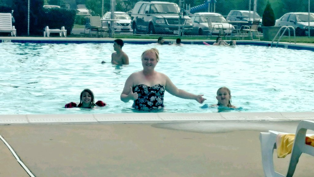 HM_Tedore's tweet photo. Took the kids swimming at my sisters pool today. Only 1 pic of the boy… he was busy swimming n making friends lol #Divas https://t.co/E3xvjiRaOe