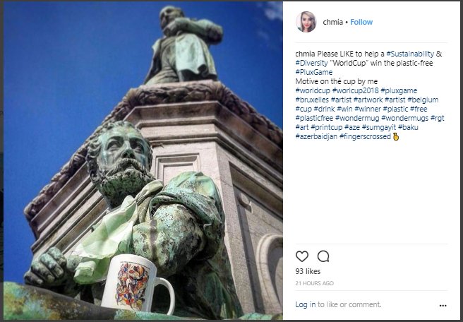 We're happy to announce the winner of our #pluxgame, @JasminCandid 🥳CONGRATS 🎉 You got 93 likes for your photo with the mug designed by Mia from #RefugeesGotTalent Brussels. 🎨 We think this mug looks much cooler than any #SingleUsePlastic cups 😎 Enjoy your weekend 🌞🌻