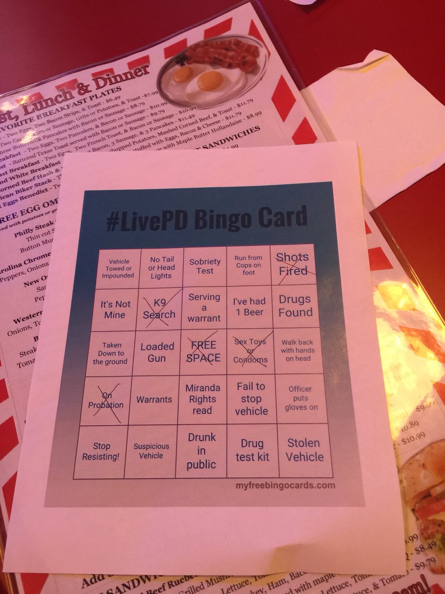 NinaDotta's tweet photo. #livepd bingo at #Chicadees in Columbia,SC.... https://t.co/pLhp2XUIlY