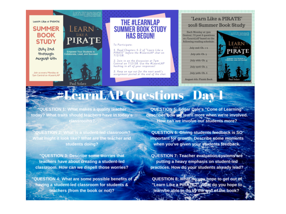 Please join me for Week 1 of the "Learn Like a PIRATE" Summer BOOK STUDY, Monday at 7pm Central on #LearnLAP!

Details, questions, chapters to read, and more in the attached images.

#edchat #education #edtech #tlap #LeadLAP #satchat #satchatwc #sunchat #elachat #engchat #k12