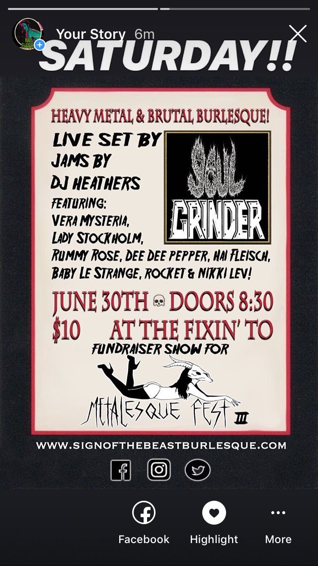 SOTBBurlesque's tweet photo. Meet DJ Heathers! Tomorrow she’ll be bringing femme-heavy metal and punk jams to #metalesque!! 8:30 at @thefixinto! ⚡️#signofthebeastburlesque #djheathers #portland #metalpdx #metal #thefixinto #portlandburlesque #burlesque #burlesquepdx #heavymetal #heavymetalpdx https://t.co/Uowb6s9ylp