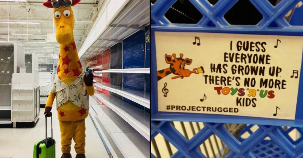 LstXXVII's tweet photo. This made me cry. Good bye Geoffrey. A part of my childhood died. #ToysRUs https://t.co/T474Oo28De