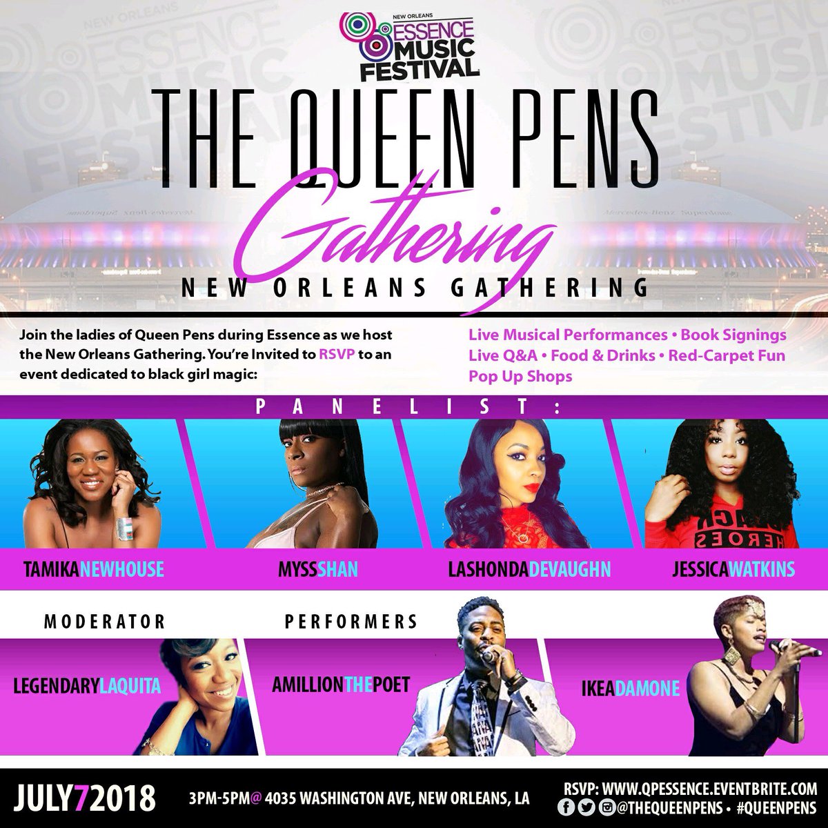 New Orleans is the next stop on the Queen Pens tour on Saturday, July 7th! Don't miss the fun, laughs, and conversation with like-minds! Whether you are an entrepreneur, reader, dreamer, or all of the above, this event is for you! Get your tickets now at qpessence.eventbrite.com