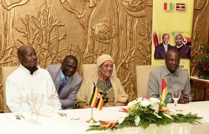 SarahKagingo's tweet photo. President #Museveni decorated with #Guinea's highest order of merit awarded to distinguished leaders for great contribution to society, at a dinner hosted in his honor by President Alpha Condé in #Conakry, #Guinée - #Uganda ties https://t.co/yExtqjUAB2