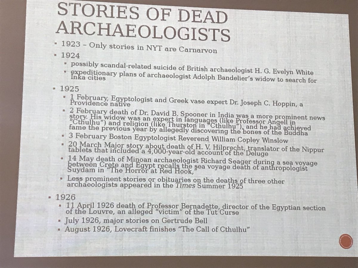 heritage_lizzie's tweet photo. He’s reading news stories too. Analysis of @nytimes read by Lovecraft in comparison to mentions of archaeologists, dead archaeologists... #sphinx18 https://t.co/qSNw1DmzwT
