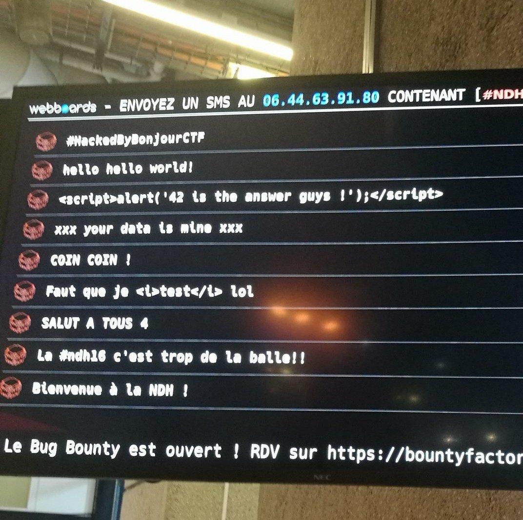 BonjourCTF qui pose son blaze #hackedByBonjourCTF #NDH16