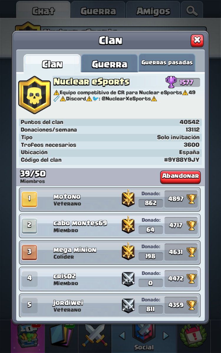 #CR #ClashRoyale 

⚠️ Queremos volver más fuertes que nunca, Nuclear eSports busca:
✔ Staff para el equipo competitivo
✔ Jugadores de ladder y competitivo
✔ Sponsor/Patrocinador
✔ Youtuber
✔ Diseñador

Cualquier sugerencia al MD se agradece 😉